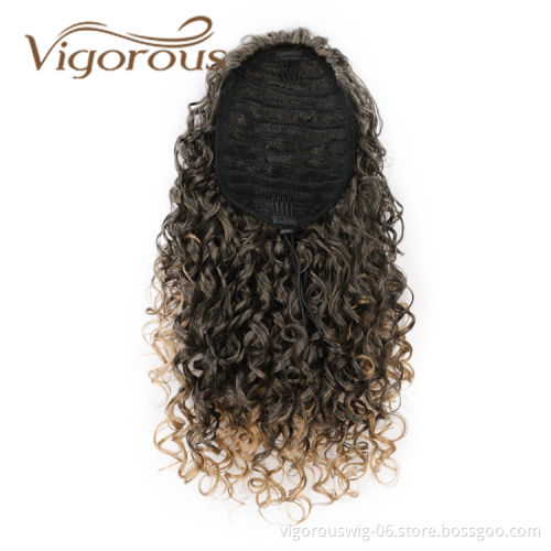 Natural Instant For Black Women Afro Wrap Around Kinky Curly Long Claw Drawstring Synthetic Ponytail Hair Extensions